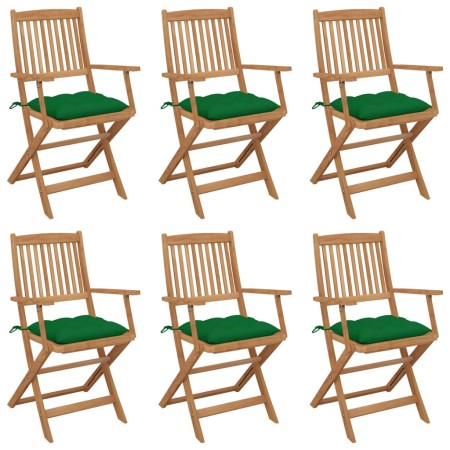 6 pcs folding garden chairs and solid acacia wood cushions by vidaXL, Garden chairs - Ref: Foro24-3074960, Price: 334,71 €, D...