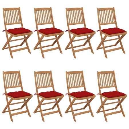 8 pcs folding garden chairs and solid acacia wood cushions by vidaXL, Garden chairs - Ref: Foro24-3075042, Price: 407,69 €, D...