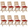 8 pcs folding garden chairs and solid acacia wood cushions by vidaXL, Garden chairs - Ref: Foro24-3075042, Price: 407,69 €, D...