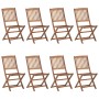 8 pcs folding garden chairs and solid acacia wood cushions by vidaXL, Garden chairs - Ref: Foro24-3075042, Price: 407,69 €, D...