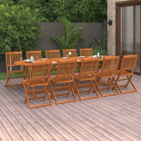 Set de comedor para jardín 11 piezas madera maciza de acacia de vidaXL, Conjuntos de jardín - Ref: Foro24-3086980, Precio: 79...