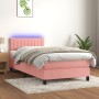 Box spring bed with mattress and LED pink velvet 80x200 cm by vidaXL, Beds and slatted bases - Ref: Foro24-3134494, Price: 27...