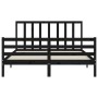 Double bed frame with black solid wood headboard by vidaXL, Beds and slatted bases - Ref: Foro24-3193800, Price: 157,99 €, Di...