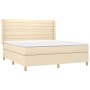 Box spring bed mattress and LED lights cream fabric 160x200 cm by vidaXL, Beds and slatted bases - Ref: Foro24-3138970, Price...