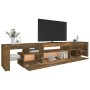 TV cabinet with LED lights smoked oak color 215x36.5x40 cm by vidaXL, TV Furniture - Ref: Foro24-3152799, Price: 161,46 €, Di...