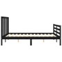 Double bed frame with black solid wood headboard by vidaXL, Beds and slatted bases - Ref: Foro24-3193800, Price: 157,99 €, Di...