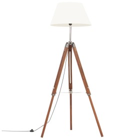 Braune und weiße Stativlampe aus massivem Teakholz, 141 cm von vidaXL, Lampen - Ref: Foro24-288077, Preis: 95,53 €, Rabatt: %