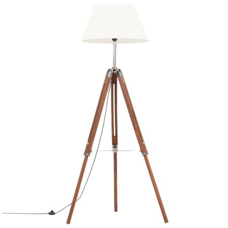 Lámpara de trípode madera maciza de teca marrón y blanco 141 cm de vidaXL, Lámparas - Ref: Foro24-288077, Precio: 95,58 €, De...