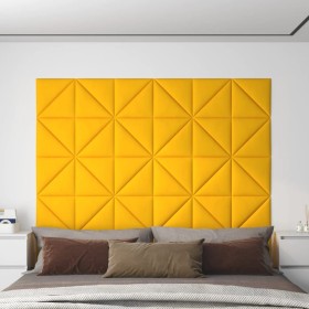 Paneles de pared 12 uds terciopelo amarillo 30x30 cm 0,54 m² de vidaXL, Recubrimiento de paredes - Ref: Foro24-343953, Precio...