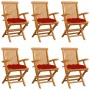 Garden chairs 6 pcs solid teak wood with red cushions by vidaXL, Garden chairs - Ref: Foro24-3062562, Price: 438,27 €, Discou...