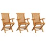 Garden chairs 3 pcs solid teak wood with black cushions by vidaXL, Garden chairs - Ref: Foro24-3062536, Price: 229,03 €, Disc...