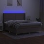 Box spring bed with mattress and LED lights taupe gray fabric 160x200 cm by vidaXL, Beds and slatted bases - Ref: Foro24-3138...