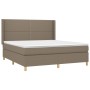 Box spring bed with mattress and LED lights taupe gray fabric 160x200 cm by vidaXL, Beds and slatted bases - Ref: Foro24-3138...