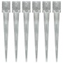 Ground spikes 6 pcs silver galvanized steel 12x12x89 cm by vidaXL, Spikes for anchoring in the ground - Ref: Foro24-145426, P...