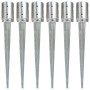 Ground spikes 6 units silver galvanized steel 10x76 cm by vidaXL, Spikes for anchoring in the ground - Ref: Foro24-145432, Pr...