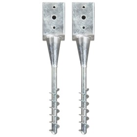 Ground spikes 2 units silver galvanized steel 9x9x56 cm by vidaXL, Spikes for anchoring in the ground - Ref: Foro24-145439, P...