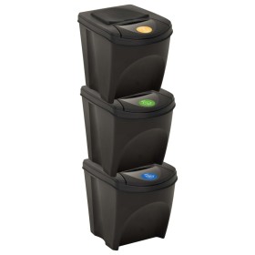 Stackable trash cans 3 pieces anthracite gray 75 L by vidaXL, Garbage cans and trash cans - Ref: Foro24-316184, Price: 58,99 ...