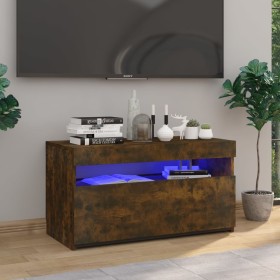 Mueble de TV con luces LED roble ahumado 75x35x40 cm de vidaXL, Muebles TV - Ref: Foro24-815123, Precio: 64,03 €, Descuento: %