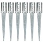 Ground spikes 6 units silver galvanized steel 8x61 cm by vidaXL, Spikes for anchoring in the ground - Ref: Foro24-145430, Pri...