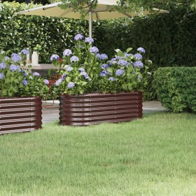 Brown powder coated steel planter 114x40x36 cm by vidaXL, Pots and planters - Ref: Foro24-318865, Price: 32,67 €, Discount: %