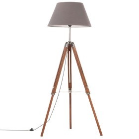 Brown and gray solid teak wood tripod lamp 141 cm by vidaXL, Lamps - Ref: Foro24-288078, Price: 95,99 €, Discount: %