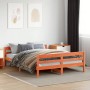 Bed frame with wax brown pine wood headboard 120x200 cm by vidaXL, Beds and slatted bases - Ref: Foro24-842793, Price: 120,77...