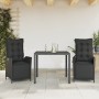 Set comedor de jardín 3 pzas con cojines ratán sintético negro de vidaXL, Conjuntos de jardín - Ref: Foro24-3213320, Precio: ...