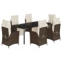 Set comedor de jardín 7 pzas con cojines ratán sintético marrón de vidaXL, Conjuntos de jardín - Ref: Foro24-3213418, Precio:...