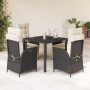 Set de muebles jardín 5 pzas con cojines ratán sintético negro de vidaXL, Conjuntos de jardín - Ref: Foro24-3213315, Precio: ...