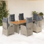 Set comedor jardín 7 pzas y cojines ratán sintético gris de vidaXL, Conjuntos de jardín - Ref: Foro24-3213142, Precio: 942,53...