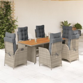 Set comedor jardín 7 pzas y cojines ratán sintético gris de vidaXL, Conjuntos de jardín - Ref: Foro24-3213142, Precio: 947,71...