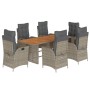 Set comedor jardín 7 pzas y cojines ratán sintético gris de vidaXL, Conjuntos de jardín - Ref: Foro24-3213142, Precio: 942,53...