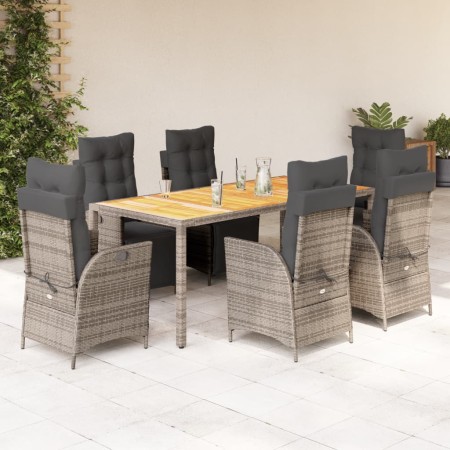 Garden dining set 7 pieces and gray synthetic rattan cushions by vidaXL, Garden sets - Ref: Foro24-3213348, Price: 930,19 €, ...