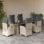 Set comedor jardín 7 pzas y cojines ratán sintético gris claro de vidaXL, Conjuntos de jardín - Ref: Foro24-3213362, Precio: ...