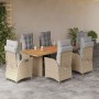 Set comedor de jardín 7 pzas con cojines ratán sintético beige de vidaXL, Conjuntos de jardín - Ref: Foro24-3213374, Precio: ...