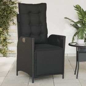 Sillón reclinable de jardín con reposapiés ratán PE negro de vidaXL, Sillas de jardín - Ref: Foro24-365281, Precio: 135,96 €,...