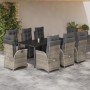 Set comedor de jardín 9 pzas cojines ratán sintético gris claro de vidaXL, Conjuntos de jardín - Ref: Foro24-3213292, Precio:...