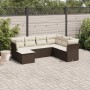 7-teiliges Gartensofa-Set mit braunen PE-Rattan-Kissen von vidaXL, Gartensets - Ref: Foro24-3249832, Preis: 442,99 €, Rabatt: %