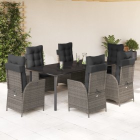 Set comedor jardín 7 pzas y cojines ratán sintético gris de vidaXL, Conjuntos de jardín - Ref: Foro24-3213231, Precio: 970,53...