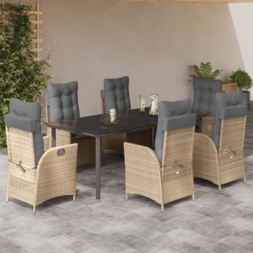 Set comedor de jardín 7 pzas con cojines ratán sintético beige de vidaXL, Conjuntos de jardín - Ref: Foro24-3213271, Precio: ...