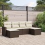 6-teilige Gartensofagarnitur und braune synthetische Rattankissen von vidaXL, Modulare Sofas für den Außenbereich - Ref: Foro...