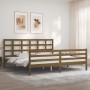 Honey brown solid wood bed frame with headboard by vidaXL, Beds and slatted bases - Ref: Foro24-3194004, Price: 179,12 €, Dis...