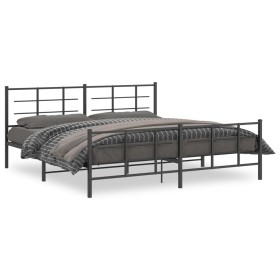 Black metal headboard and footboard bed frame 193x203 cm by vidaXL, Beds and slatted bases - Ref: Foro24-355585, Price: 127,9...