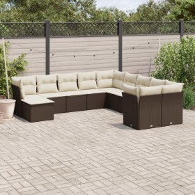 Gartensofa-Set 11-teilig mit braunen synthetischen Rattankissen von vidaXL, Gartensets - Ref: Foro24-3250452, Preis: 661,86 €...