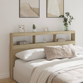 Bed headboard with LED Sonoma oak 180x17x102 cm by vidaXL, Headboards and footboards - Ref: Foro24-839212, Price: 125,16 €, D...