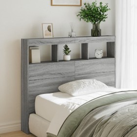 Bed headboard with LED light Sonoma gray 100x17x102 cm by vidaXL, Headboards and footboards - Ref: Foro24-839194, Price: 85,9...