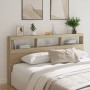 Bed headboard with LED light Sonoma oak 200x17x102 cm by vidaXL, Headboards and footboards - Ref: Foro24-839219, Price: 113,5...