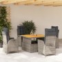 5-teiliges Garten-Essset mit grauen Kissen aus synthetischem Rattan von vidaXL, Gartensets - Ref: Foro24-3277461, Preis: 664,...