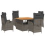 Set comedor de jardín 5 piezas con cojines ratán sintético gris de vidaXL, Conjuntos de jardín - Ref: Foro24-3277461, Precio:...