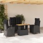 4-teilige Garten-Essgruppe mit schwarzen Kissen aus synthetischem Rattan von vidaXL, Gartensets - Ref: Foro24-3277456, Preis:...